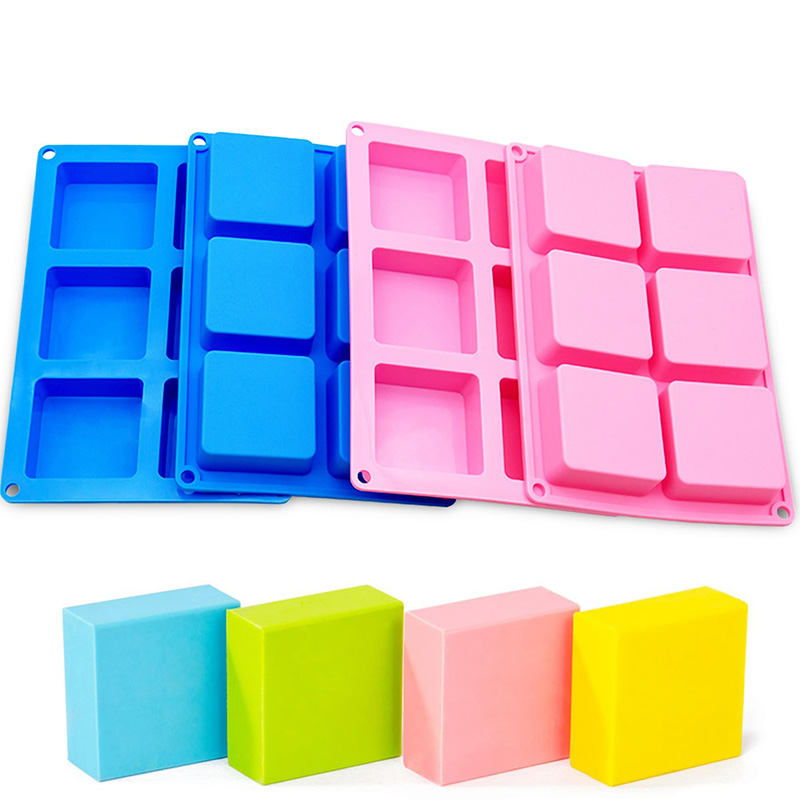 Soap Mold Silicone Loaf - Vierkante Zeepvormen 6-holte Antiaanbaklaag Siliconen Pan,