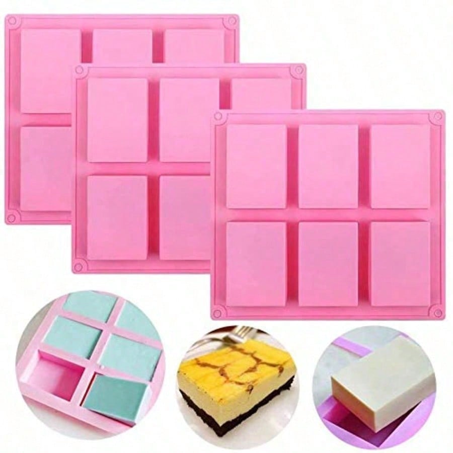 Soap Mold Silicone Loaf - 1-2 stuks 6-delige doe-het-zelf siliconenvormen, roze